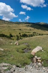 Fototapeta na wymiar Mountains in the Pyrenees through the valley of Aran