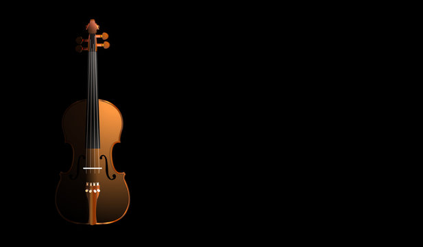 brown violin on black background