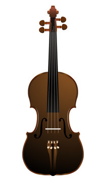 brown violin on white background