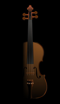 brown violin on black background