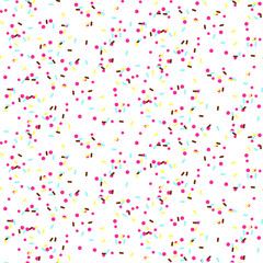 Celebration confetti seamless vector pattern. Festive dotted background.