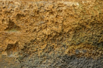 brown plastic texture of dirty foam rubber in the old wall