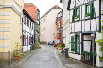 Ancient houses on the street in Herne.