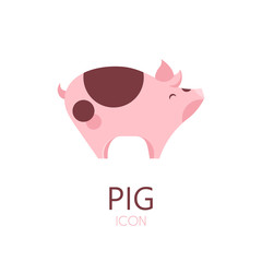 Icon with pig in flat design on white background. Vector.