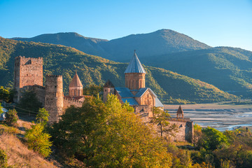 Ananuri is a castle complex on the Aragvi River in Georgia