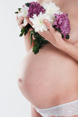 closeup pregnant belly, for baby shower decoration, decor background