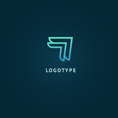 Arrow icon. Vector flat style illustration Abstract business logo template. Logo concept of Internet communications, marketing, Public Relations, technology, express delivery