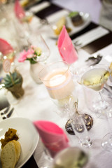 Wedding table decoration with candle