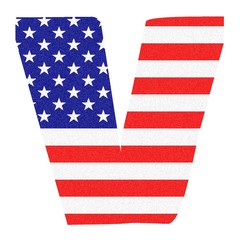 Obraz premium Letter of the Alphabet on United States of America Flag style with Black marbled Glitter