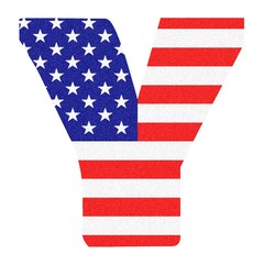 Obraz premium Letter of the Alphabet on United States of America Flag style with Black marbled Glitter
