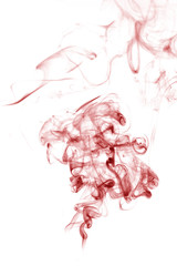 Red smoke movement on a white background.