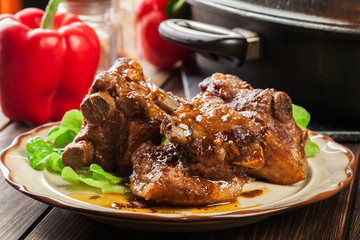 Pork spare ribs served on a plate