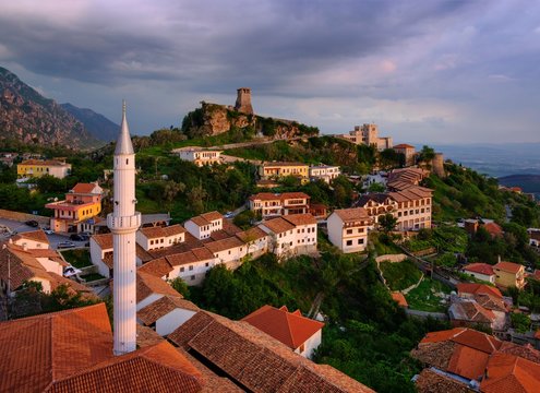 Scenic view of buildings in old town, Kruje, Albania