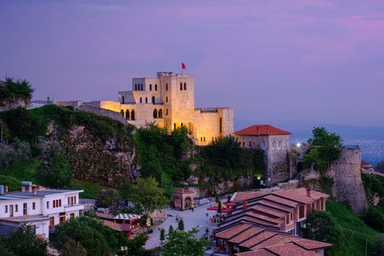 Skanderbeg Museum, Dusk, Kruja, Kruje, Durres, Durres, Albania, Europe