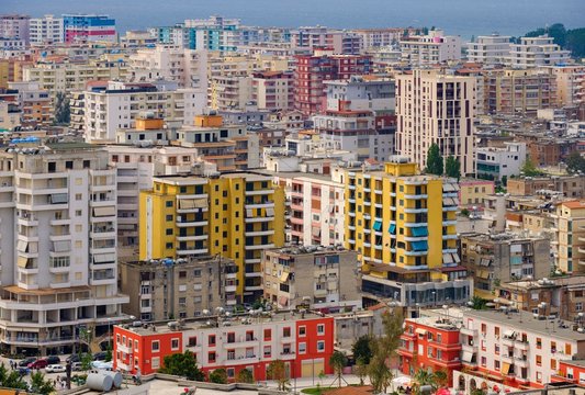 City center of Vlora, view from the hill Kuzum Baba, Vlore, Qark Vlore, Albania, Europe