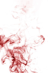 Red smoke movement on a white background.