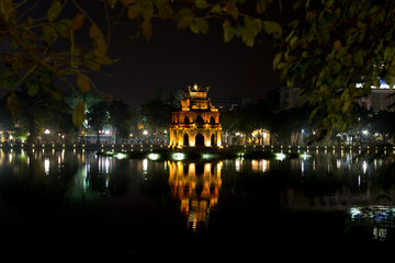 Illuminated Thap Rua of Hanoi