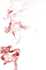 Red smoke movement on a white background.