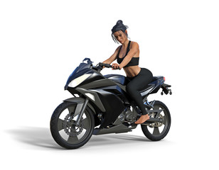Fototapeta na wymiar Illustration of a woman sitting on a motorcycle