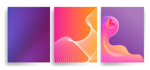Minimal covers design. Gradients, lines, shapes.
