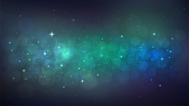 Vector background with starry space, Milky Way, beautiful nebula, cosmos