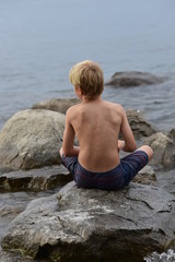 Boy on rocks