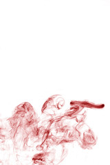 Red smoke movement on a white background.
