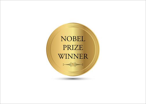 Nobel prize winner concept, music literature award, golden coin icon. The award of the year,  abstract prize gold medal, pulitzer prize winners,        vector isolated 