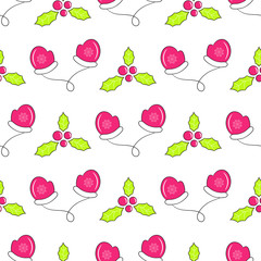 Merry Christmas and Happy New Year. Seamless backgrounds with traditional holiday symbols. Best choice for cards, invitations, printing, party packs, party invitations, digital scrapbooking.