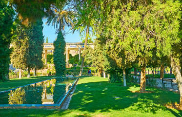 The fountains in Mussala Gardens, Shiraz, Iran