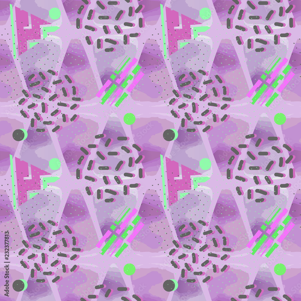 Aufkleber vector watercolor pattern with feminine color of abstract triangle and circle hand drawn geometric f