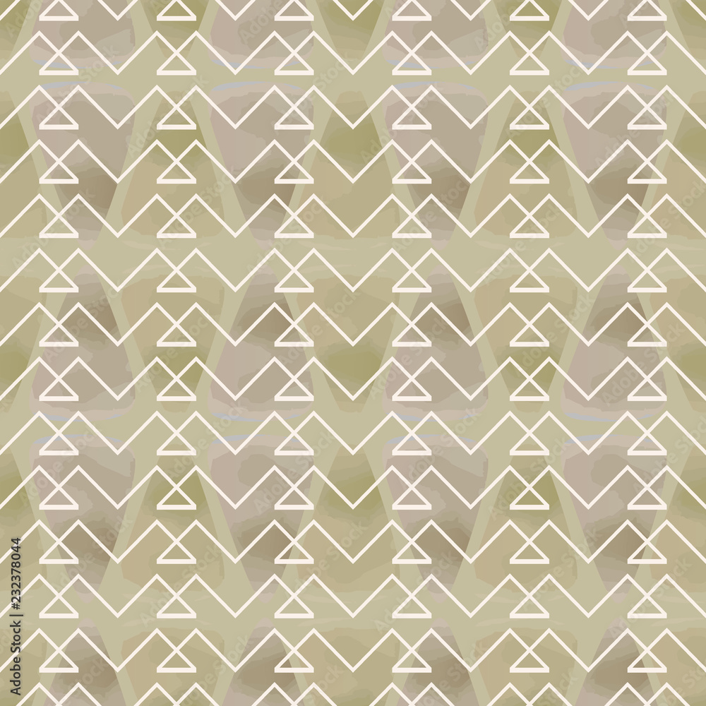 Poster seamless pattern of hand drawn chevron unique style with scandinavian watercolor background vector.
