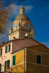 Fototapeta na wymiar old church tower in Lerici italy