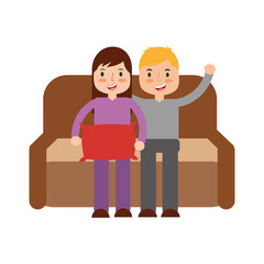 boy and girl sitting in the sofa