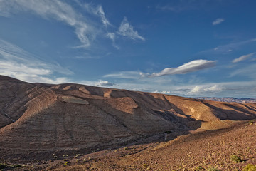 Naklejka premium Rock formations in Atlas mountains west of Agdz near Tizi-n-Tinififft mountain pass