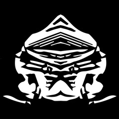 Tiger samurai vector logo. White on a black background.
