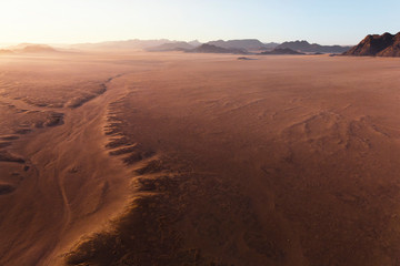 Fototapeta na wymiar High altitude view from air balloons on the sands of the Sossusvlei Desert, Sesriem, Namibia