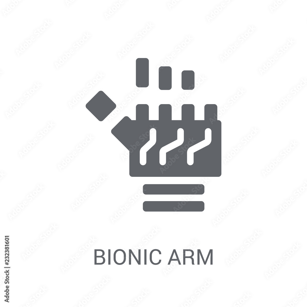 Poster bionic arm icon. trendy bionic arm logo concept on white background from artificial intelligence col