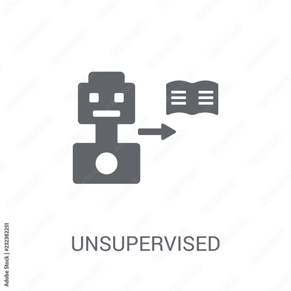 Poster unsupervised learning icon. trendy unsupervised learning logo concept on white background from artif