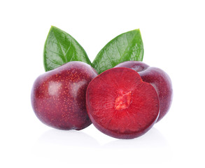 red cherry plum  isolated on white background