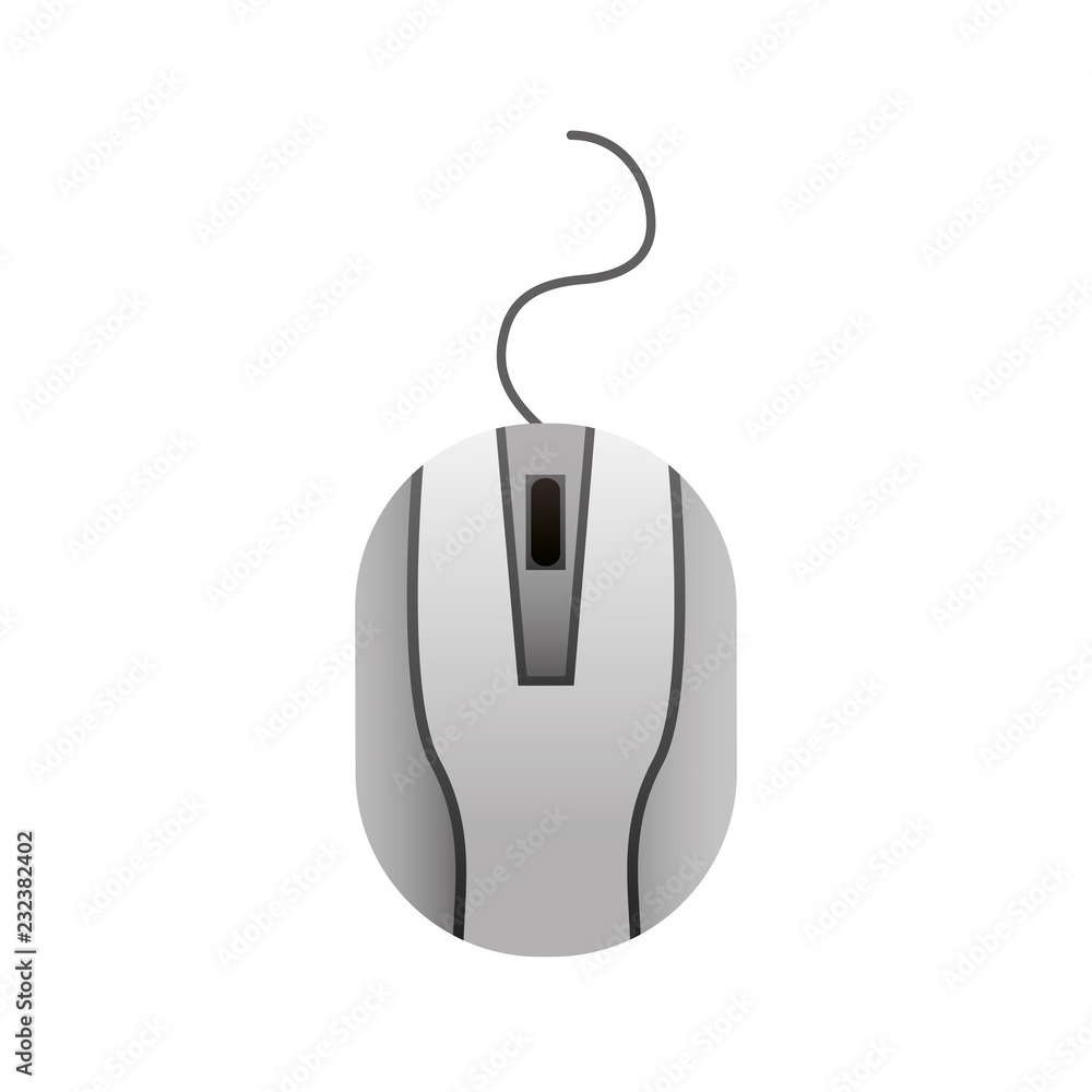 Poster computer mouse device on white background