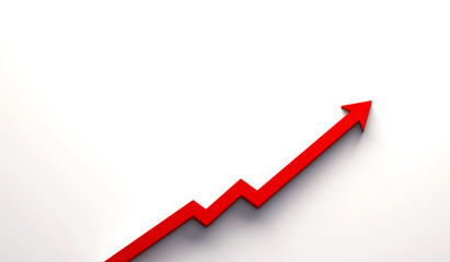 Red Graph Arrow of Improvement. 3D Render Illustration.