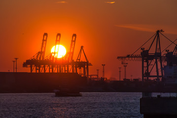 Fototapeta na wymiar Hafen, Hamburg, Sunset