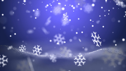 Fototapeta na wymiar Christmas and new year's eve holidays background of white winter snowflake 3D render. Snowflake on blue background.