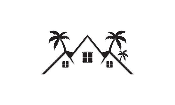 Real estate and coconut tree vector