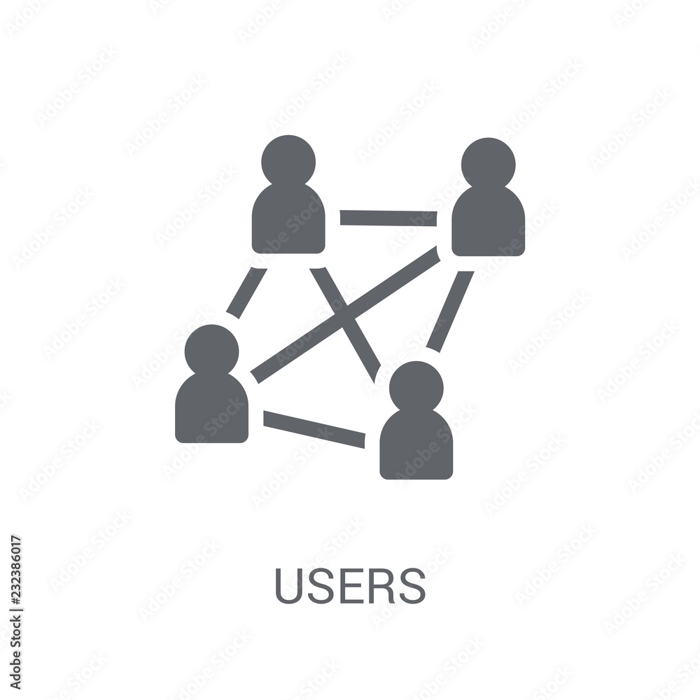 Poster users interconnected icon. trendy users interconnected logo concept on white background from busines