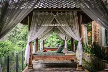 Fototapeta na wymiar Canopies for massage in resort