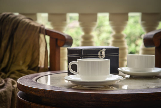 Coffee cups on coffee table
