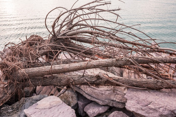 the quiet after the storm and bad weather in Lerici in Liguria, Italy on November 2018