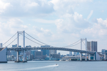 (東京都ｰ都市風景)富士見橋から見るレインボーブリッジ１
